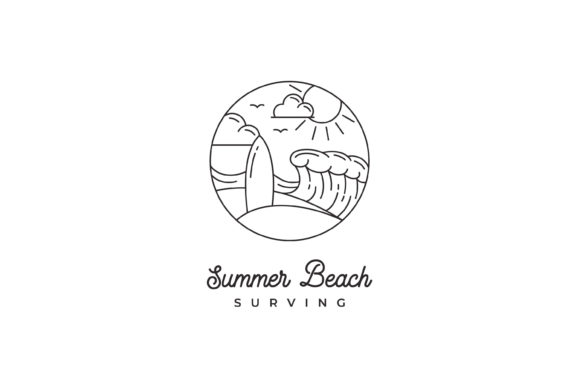 Download Line Art Surfing Logo Design Template - Template Collection