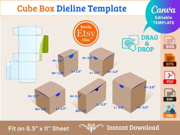 Download Cube Box Dieline Template - Template Collection