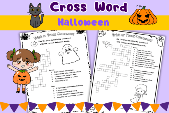 Download Halloween Crossword Worksheets - Premium Bundle
